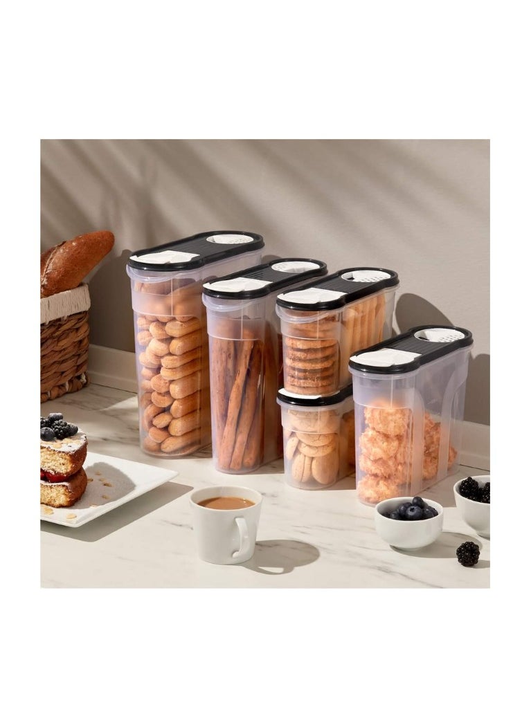dunya - Dunya Plastic Cereal and Legumes Graduated Storage Box, set of 3 Pieces( 2900-2150-1400ml) -Grey Turkey Made - Image 1