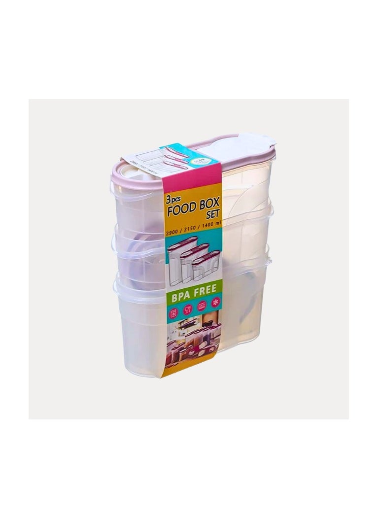 dunya - Dunya Plastic Cereal and Legumes Graduated Storage Box, set of 3 Pieces( 2900-2150-1400ml) -Grey Turkey Made - Image 1