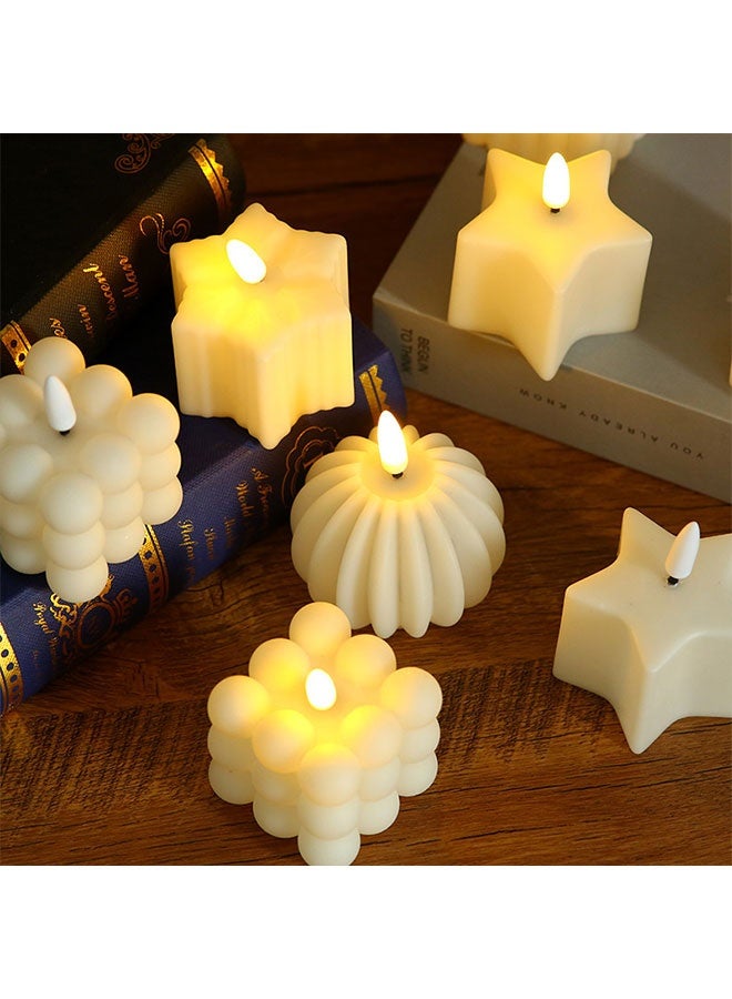 5 علبة شموع LED خالية من اللهب، شموع كهربائية مبتكرة بأشكال مكعبة سحرية، مصابيح شموع LED لخلق أجواء جوية، مجموعة شموع زخرفية لطيفة للطاولة، المناسبة للزواج، الاحتفال بالعيد، عيد الميلاد، التصوير الفوتوغرافي، المهرجانات، تعمل بالبطارية، بألوان وتصاميم متنوعة - Image 4