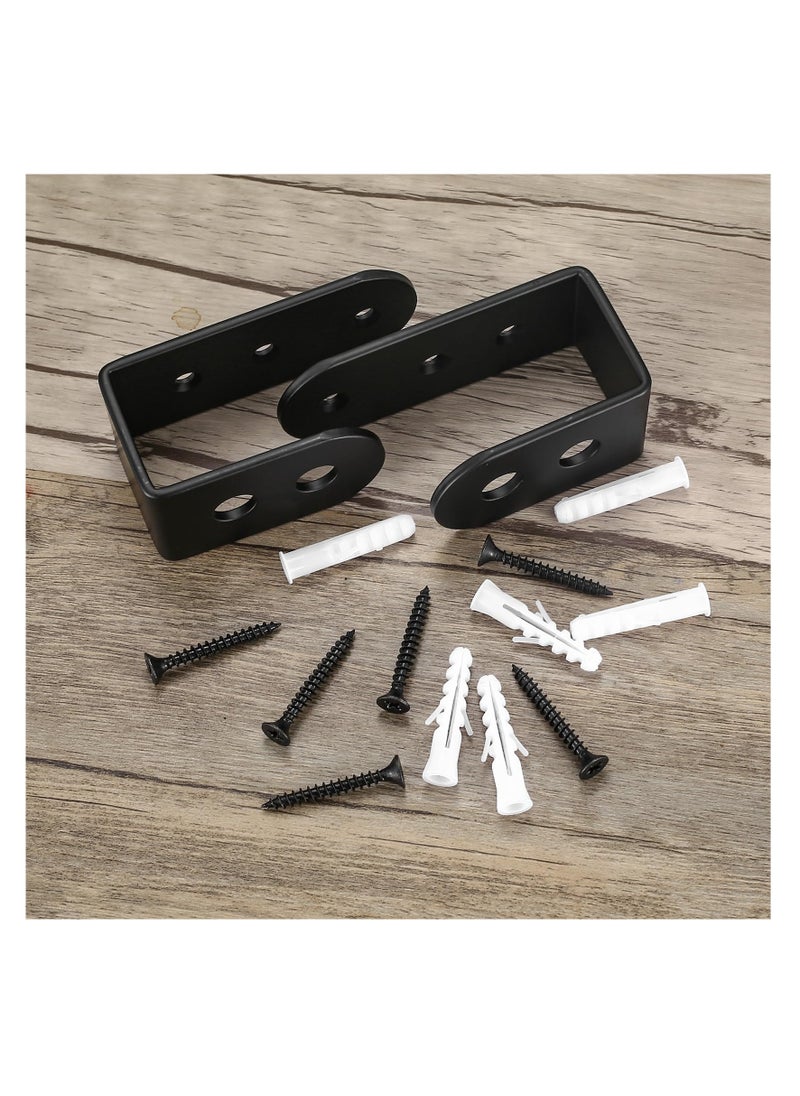 SYOSI - 2x4 Door Barricade Brackets, 2 Pcs Door Security Barricade Brackets, Heavy Duty Door Security Brackets for 2 x 4 Lumber, Open Security Holder U Brackets for Indoor, Outdoor, Black - Image 1