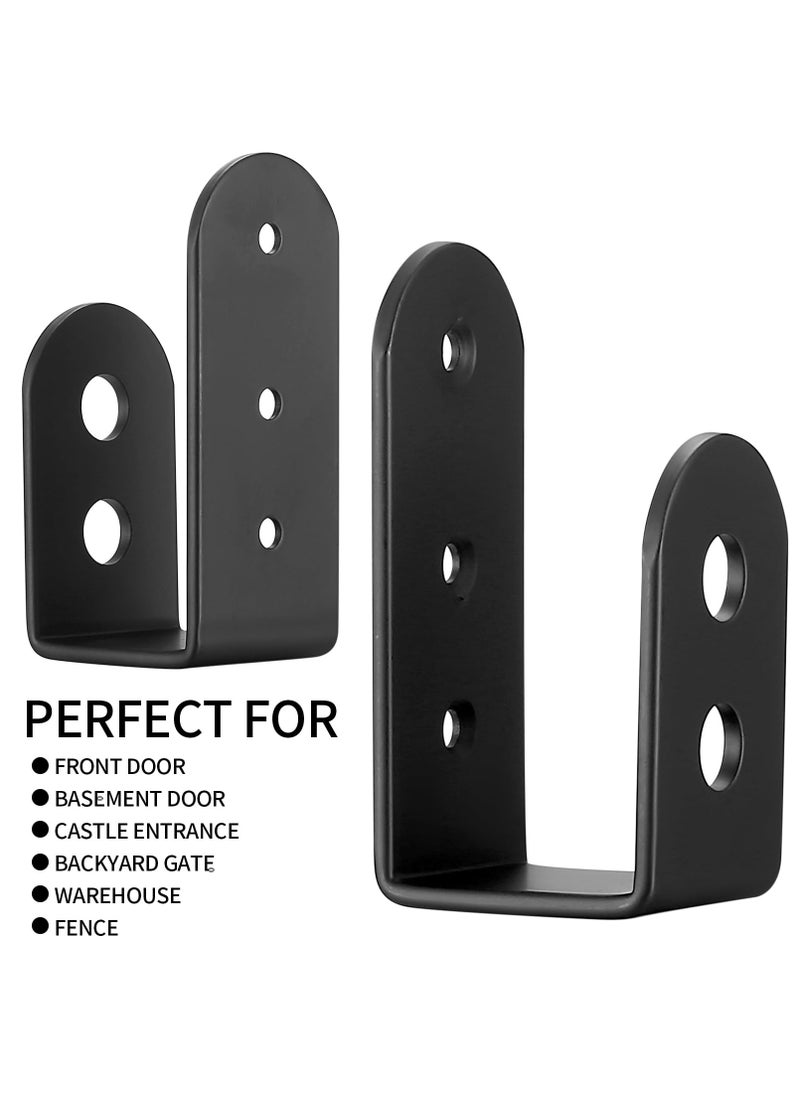 SYOSI - 2x4 Door Barricade Brackets, 2 Pcs Door Security Barricade Brackets, Heavy Duty Door Security Brackets for 2 x 4 Lumber, Open Security Holder U Brackets for Indoor, Outdoor, Black - Image 1