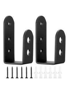 2x4 Door Barricade Brackets, 2 Pcs Door Security Barricade Brackets, Heavy Duty Door Security Brackets for 2 x 4 Lumber, Open Security Holder U Brackets for Indoor, Outdoor, Black