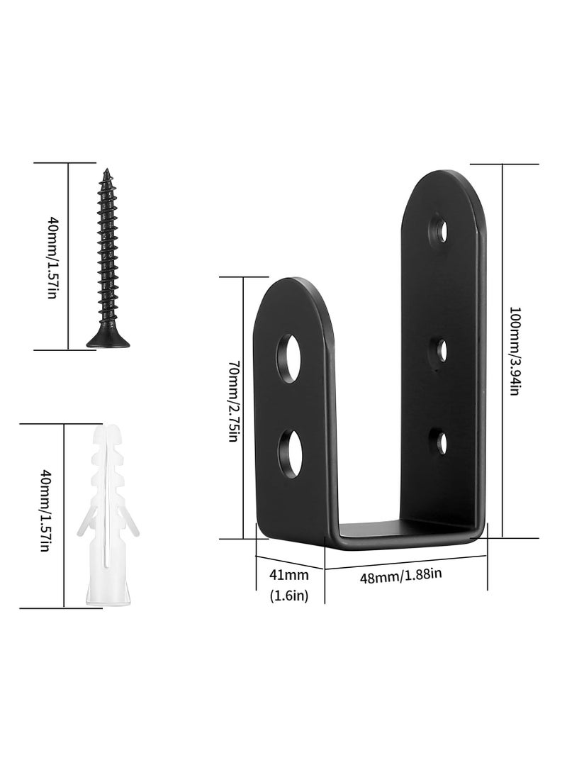 SYOSI - 2x4 Door Barricade Brackets, 2 Pcs Door Security Barricade Brackets, Heavy Duty Door Security Brackets for 2 x 4 Lumber, Open Security Holder U Brackets for Indoor, Outdoor, Black - Image 1