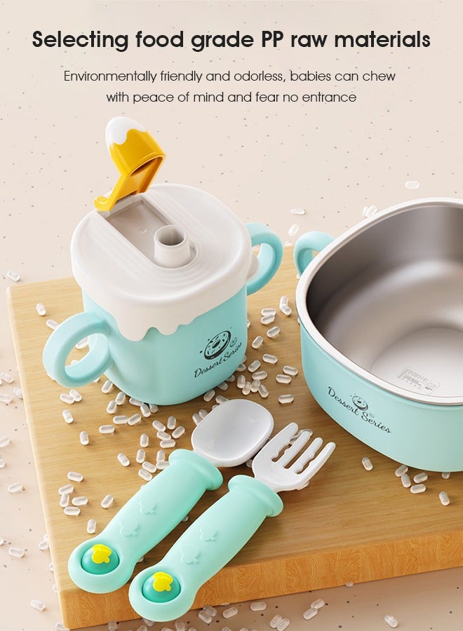 Star Core 4 Pcs Baby Feeding Set, Food-grade Material Baby Tableware Set, Baby Cutlery and Plates Set, Non-Slip Infant Dinnerware Set, Baby Self Feeding Utensils - Image 2