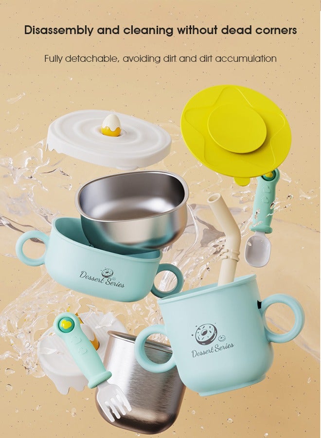 Star Core 4 Pcs Baby Feeding Set, Food-grade Material Baby Tableware Set, Baby Cutlery and Plates Set, Non-Slip Infant Dinnerware Set, Baby Self Feeding Utensils - Image 4