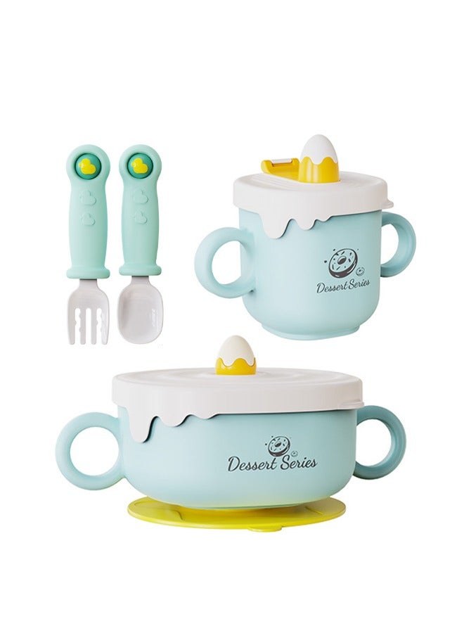 Star Core 4 Pcs Baby Feeding Set, Food-grade Material Baby Tableware Set, Baby Cutlery and Plates Set, Non-Slip Infant Dinnerware Set, Baby Self Feeding Utensils - Image 1