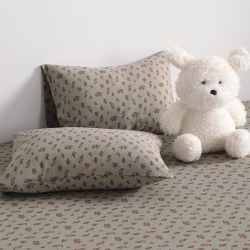 NTBAY 2 Pack 100% Natural Jersey Cotton Toddler Pillowcases, Super Soft and Breathable Travel Pillow Cases with Envelope Closure for Nursery, 13x18 Inches, Grey Floral - Image 2