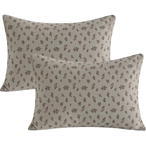 NTBAY 2 Pack 100% Natural Jersey Cotton Toddler Pillowcases, Super Soft and Breathable Travel Pillow Cases with Envelope Closure for Nursery, 13x18 Inches, Grey Floral - Image 1