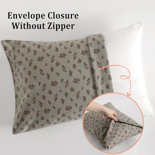 NTBAY 2 Pack 100% Natural Jersey Cotton Toddler Pillowcases, Super Soft and Breathable Travel Pillow Cases with Envelope Closure for Nursery, 13x18 Inches, Grey Floral - Image 5