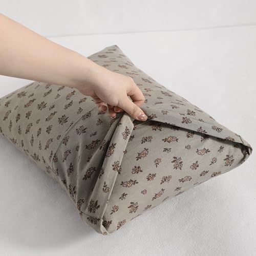 NTBAY 2 Pack 100% Natural Jersey Cotton Toddler Pillowcases, Super Soft and Breathable Travel Pillow Cases with Envelope Closure for Nursery, 13x18 Inches, Grey Floral - Image 3