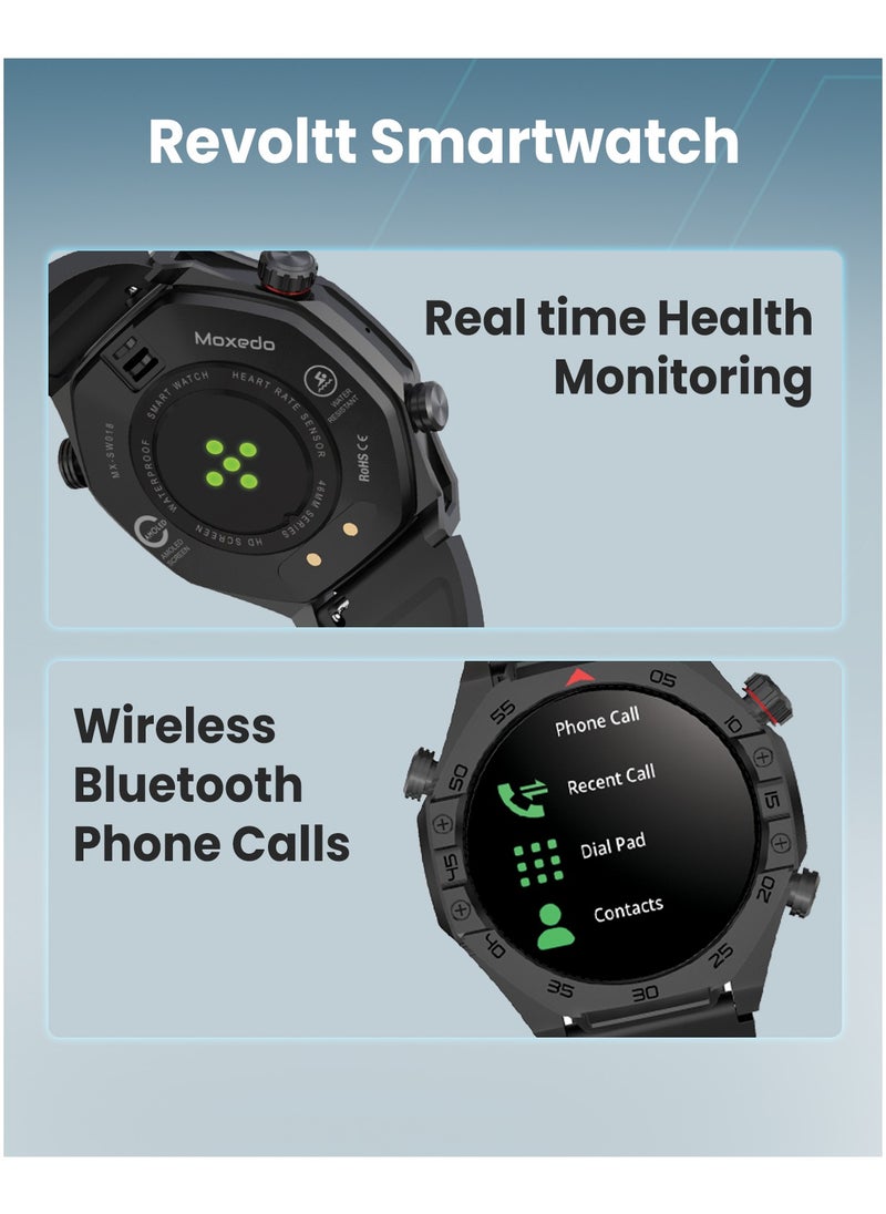 Moxedo Moxedo Revoltt SmartWatch for Men 1.43” Amoled Screen 100+ Watch Faces 120+ Sports Modes with Camera Control Compatible for Android and iOS Phone - Black  - Image 2