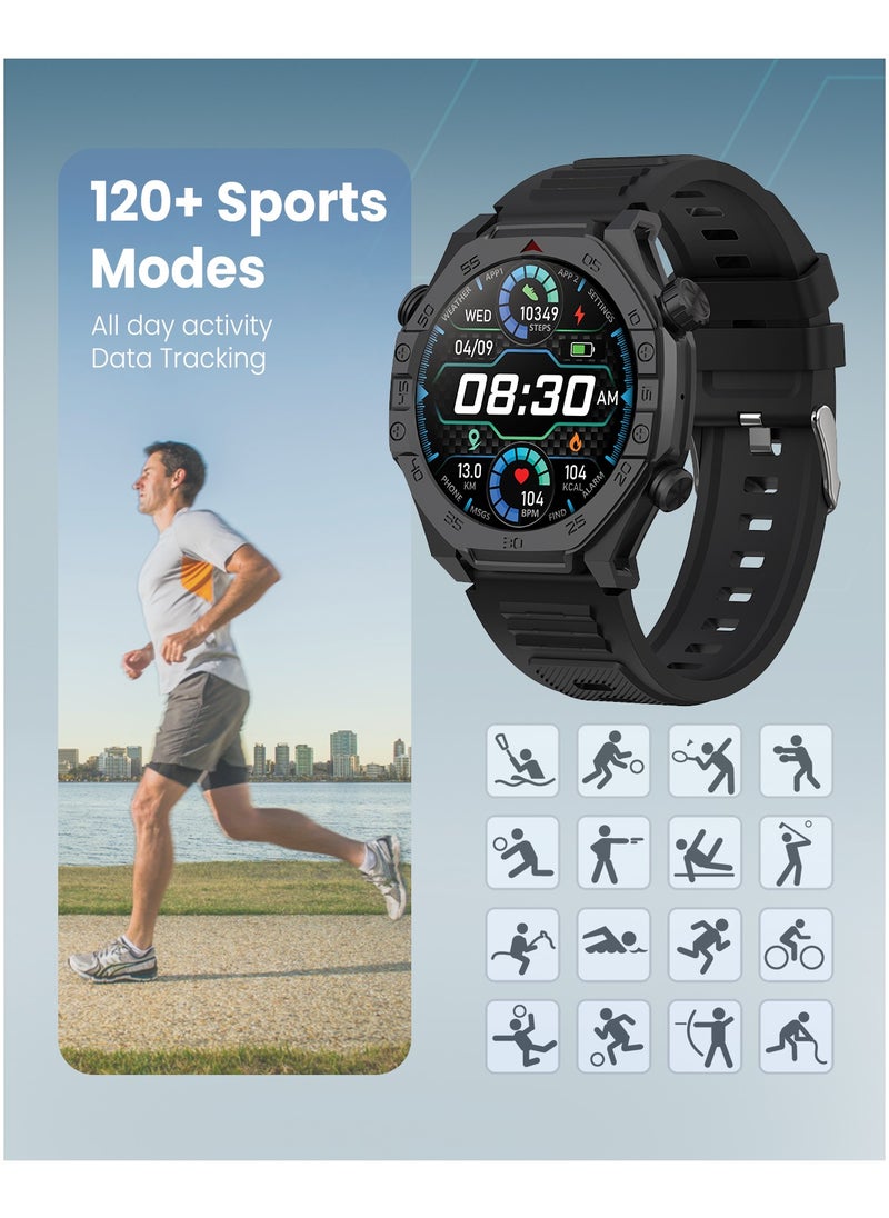 Moxedo Moxedo Revoltt SmartWatch for Men 1.43” Amoled Screen 100+ Watch Faces 120+ Sports Modes with Camera Control Compatible for Android and iOS Phone - Black  - Image 3
