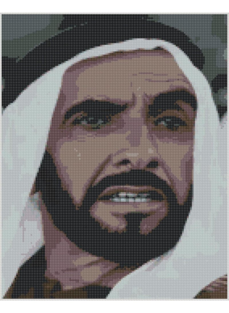 Diamond Painting Kit 5D Diamond Art Set for Kids & Adults DIY Wall Decor Craft,  HH Shk. Zayed bin Sultan Al Nahyan  Design, Acrylic Diamonds, Adhesive Canvas with Wooden Frame, Relaxing Hobby Art Kit, 40 cm x 50 cm - Image 3