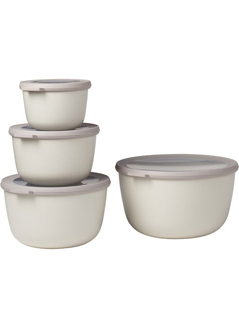 Set Cirqula Round 4 Storage Container Pcs Ml- Nordic white