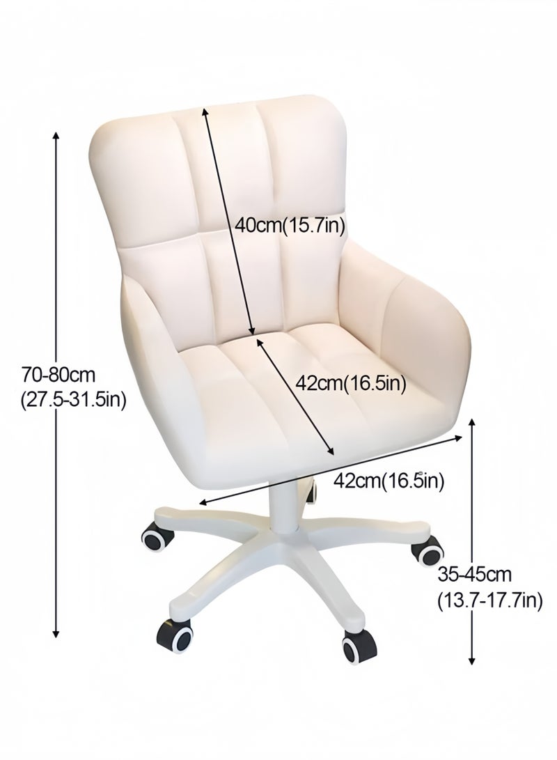 Home Office Desk Chair with 360° Wheels Cute Chair with Pillow Height Adjustable Swivel Chair Comfortable Reclining Chair Makeup Chair Ergonomic Vanity Chair Desk Chair for Dormitorie Office Study - Image 2