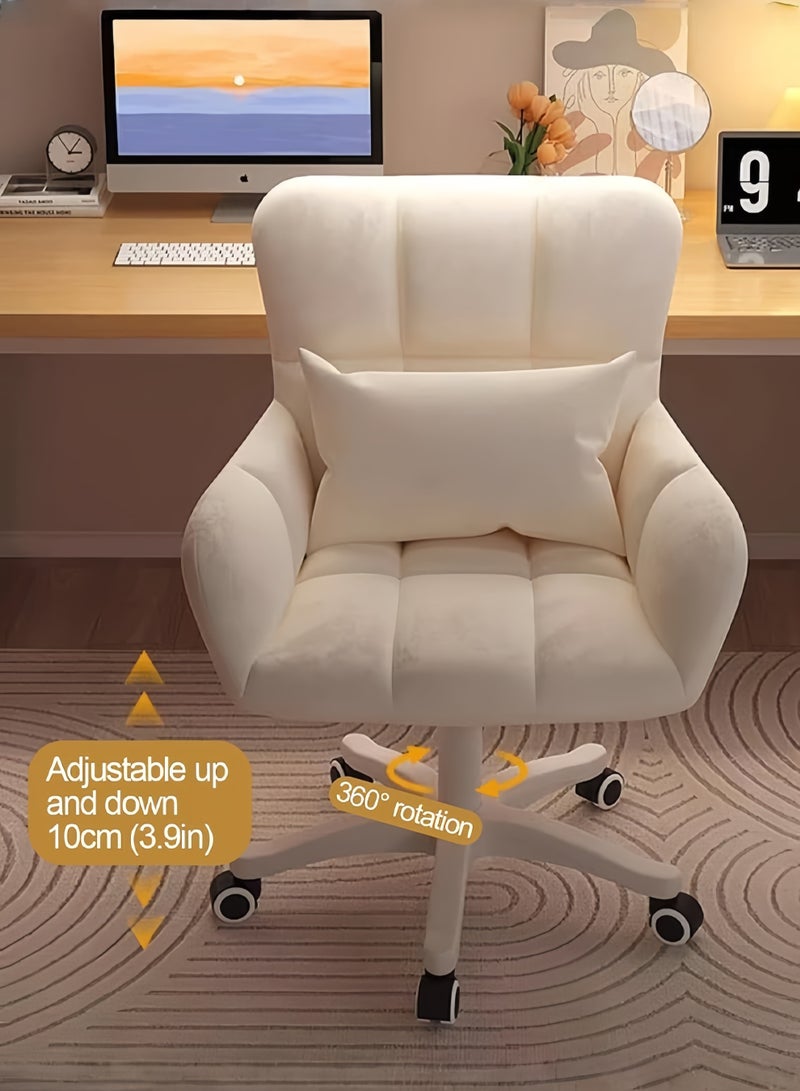 Home Office Desk Chair with 360° Wheels Cute Chair with Pillow Height Adjustable Swivel Chair Comfortable Reclining Chair Makeup Chair Ergonomic Vanity Chair Desk Chair for Dormitorie Office Study - Image 5