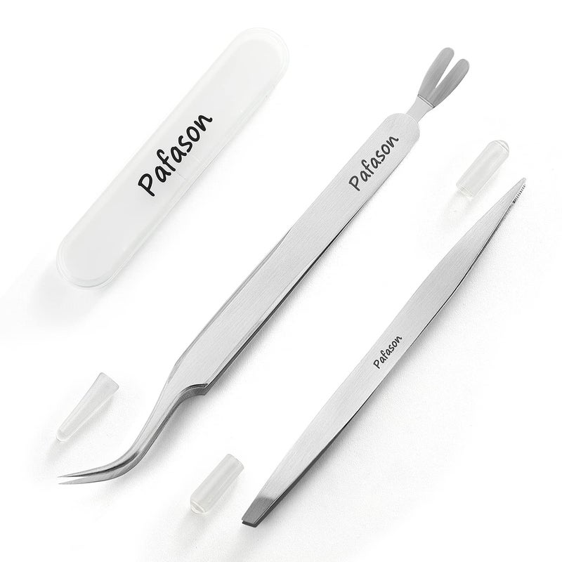 PAFASON Stainless Steel Premium DualHeaded Tick Removal Twister Tweezer Set Remover for Dogs Cats and Humans with Storage Case
