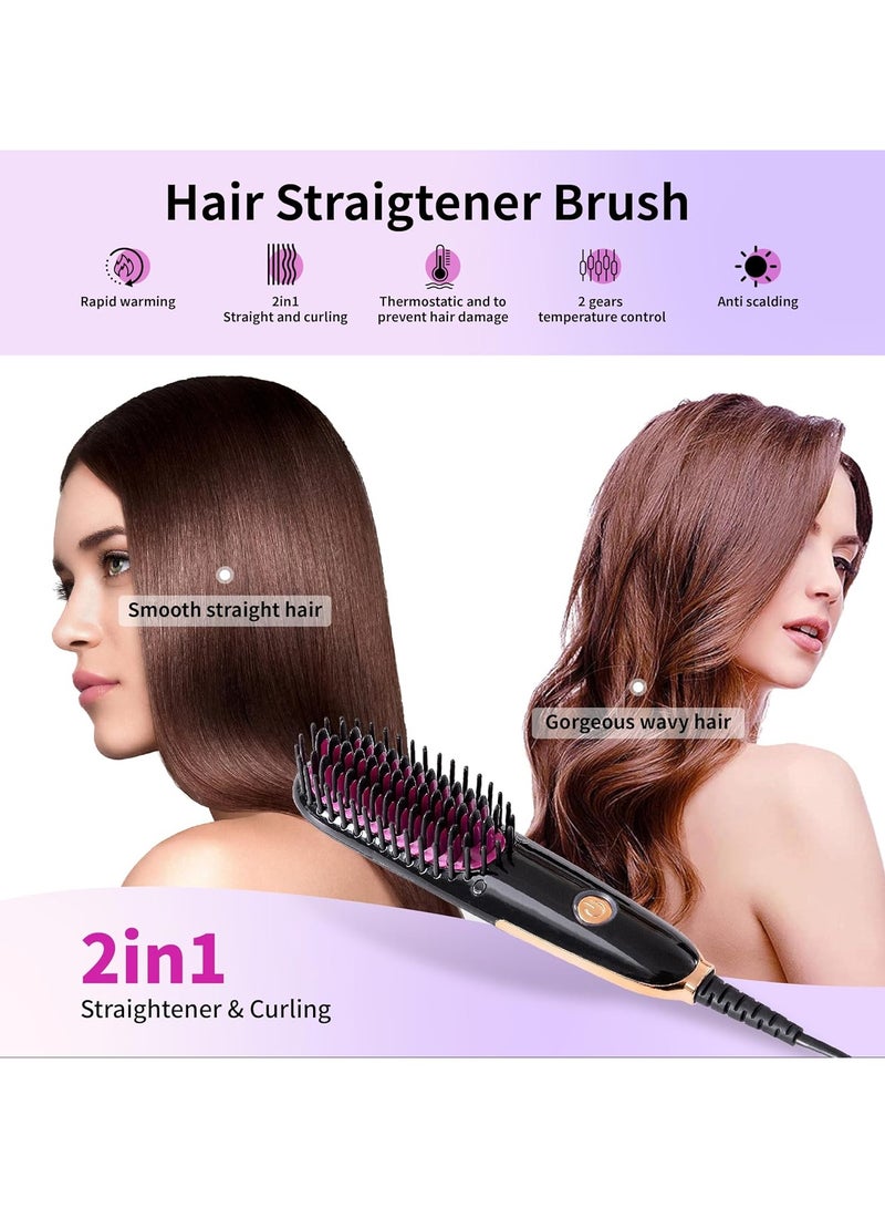 فرشة استشوا شعر، فرشاة فرد الشعر ميني بتقنية التسخين بمعامل حراري موجب، مريحة للحمل، ومناسبة للحصول على شعرمفرود ومضادة للكهرباء الساكنة، فرشاة مشط اللحية - Image 2