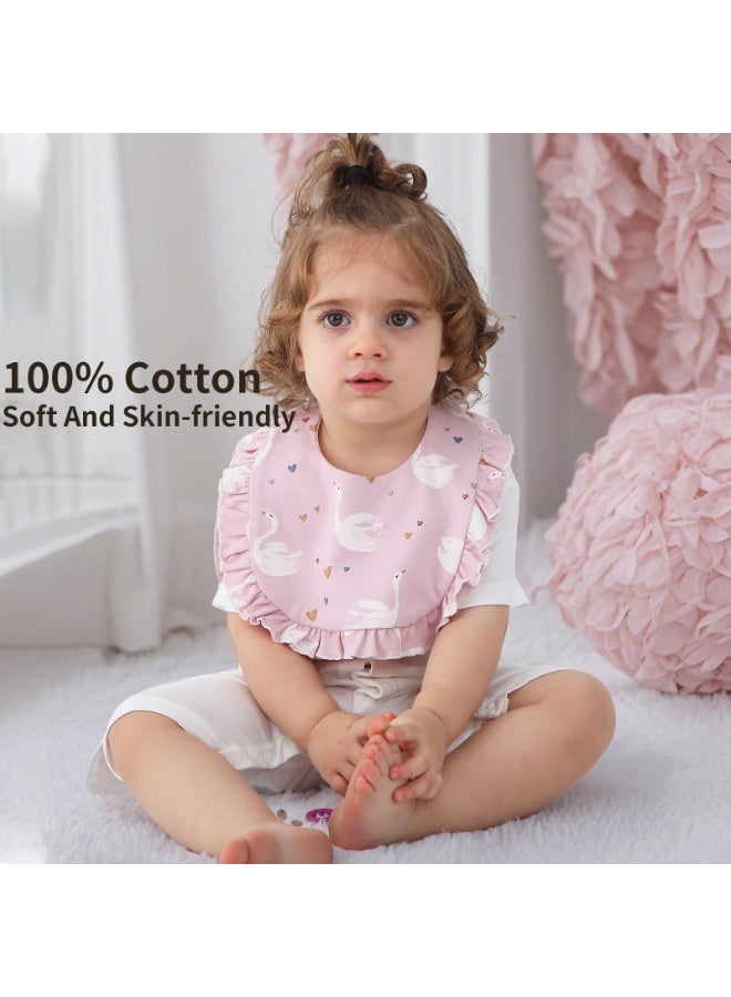 انسولار طقم من 3 مرايل أطفال من قماش الموسلين المتين، مرايل للجنسين، بنين وبنات، مرايل رضاعة قابلة للتعديل، مرايل رضاعة ناعمة من القطن، حواف مكشكشة، مناسبة لحديثي الولادة والأطفال الصغار (متعددة الألوان). - Image 3