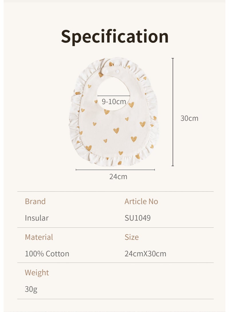 انسولار طقم من 3 مرايل أطفال من قماش الموسلين المتين، مرايل للجنسين، بنين وبنات، مرايل رضاعة قابلة للتعديل، مرايل رضاعة ناعمة من القطن، حواف مكشكشة، مناسبة لحديثي الولادة والأطفال الصغار (متعددة الألوان). - Image 2