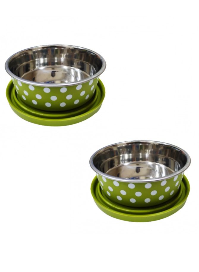 PADO 2Pc Stainless Steel Pet Feeding Bowl With Anti-Skid Rubber And Lid For Cats And Dogs 15Cm - Image 2
