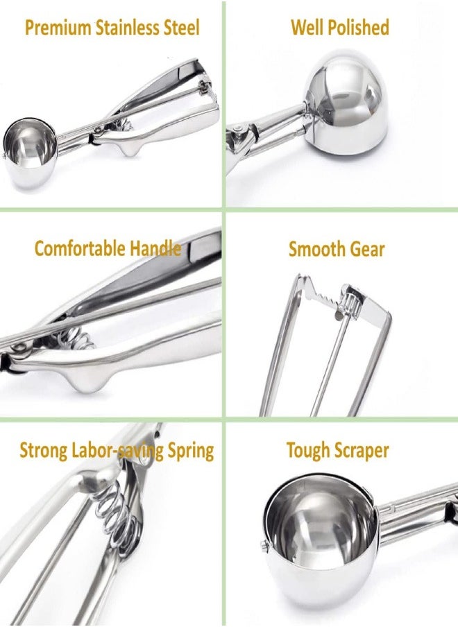 Generic - Ice Cream Scoop, 3Pcs Cookie Scoop Set, Stainless Steel Cookie Dough Scoop, Cookie Scoops for Baking Set of 3, Ice Cream Scooper with Trigger Release, Cookie Scooper for Baking, Cupcake Scoop - Image 1