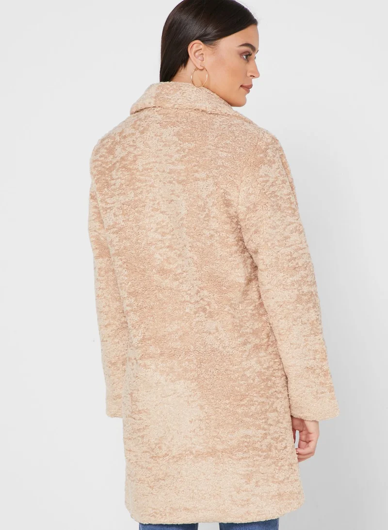 ELLA Longline Faux Fur Double Breasted Jacket