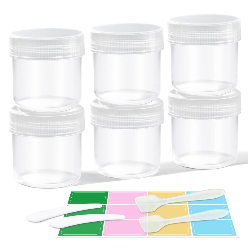 DEMORA Small Travel Containers Plastic Jars with Lids for Creams, Refillable TSA Approved Travel Size Containers for Lotion Makeup Cosmetic Ointments Slime, PP, BPA Free (Clear, 1 oz, 6 Pcs) - Image 1
