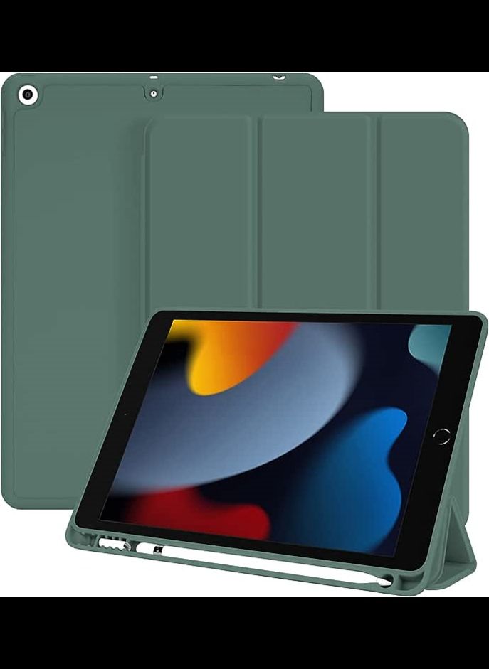 iPad 10.2 Case, iPad 9th Generation Case, iPad 8th Generation Case, iPad 7th Generation Case, Auto Wake/Sleep Cover, Protective Cover with Pencil Holder, Slim Soft TPU Back Smart Trifold Stand (Green)