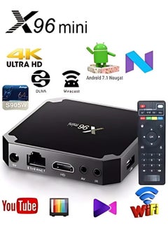 جهاز رسيفر بنظام الأندرويد بدقة فائقة الوضوح 4K مع جهاز تحكم عن بعد ، أسود