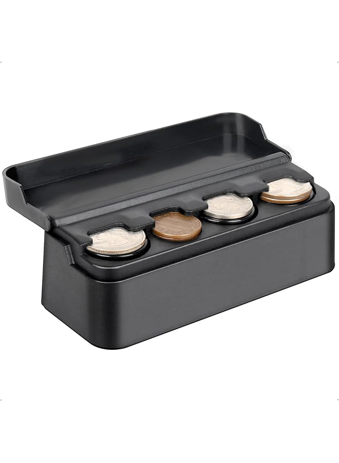 X spring Coin Holder Universal Coin Case Storage Box Holder For Car Compatible With Coins Of Different Sizes Premium Classic Black Plastic Car Coin Change Organizer Car Interior Accessories - Image 1