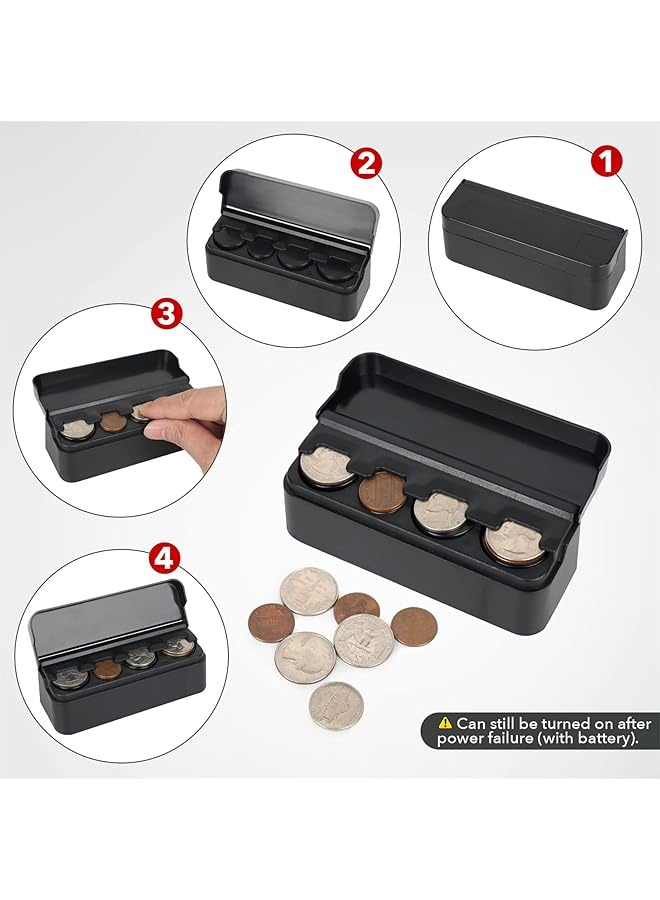X spring Coin Holder Universal Coin Case Storage Box Holder For Car Compatible With Coins Of Different Sizes Premium Classic Black Plastic Car Coin Change Organizer Car Interior Accessories - Image 4