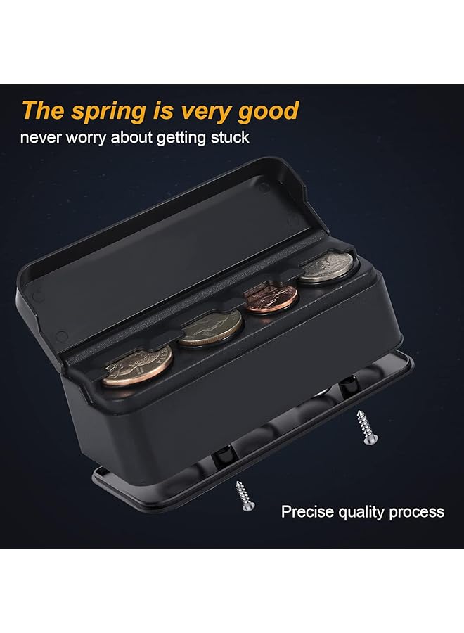 X spring Coin Holder Universal Coin Case Storage Box Holder For Car Compatible With Coins Of Different Sizes Premium Classic Black Plastic Car Coin Change Organizer Car Interior Accessories - Image 3
