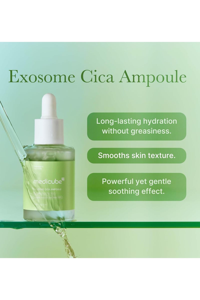 Medicube Exosome Cica Ampoule Serum (30ml) for Sensitive & Acne Prone Skin - Soothing Hydrating Facial Serum with Centella & Tea Tree, Lightweight Fast Absorbing Formula for Calming Redness & Strengthening Skin Barrier - Image 2