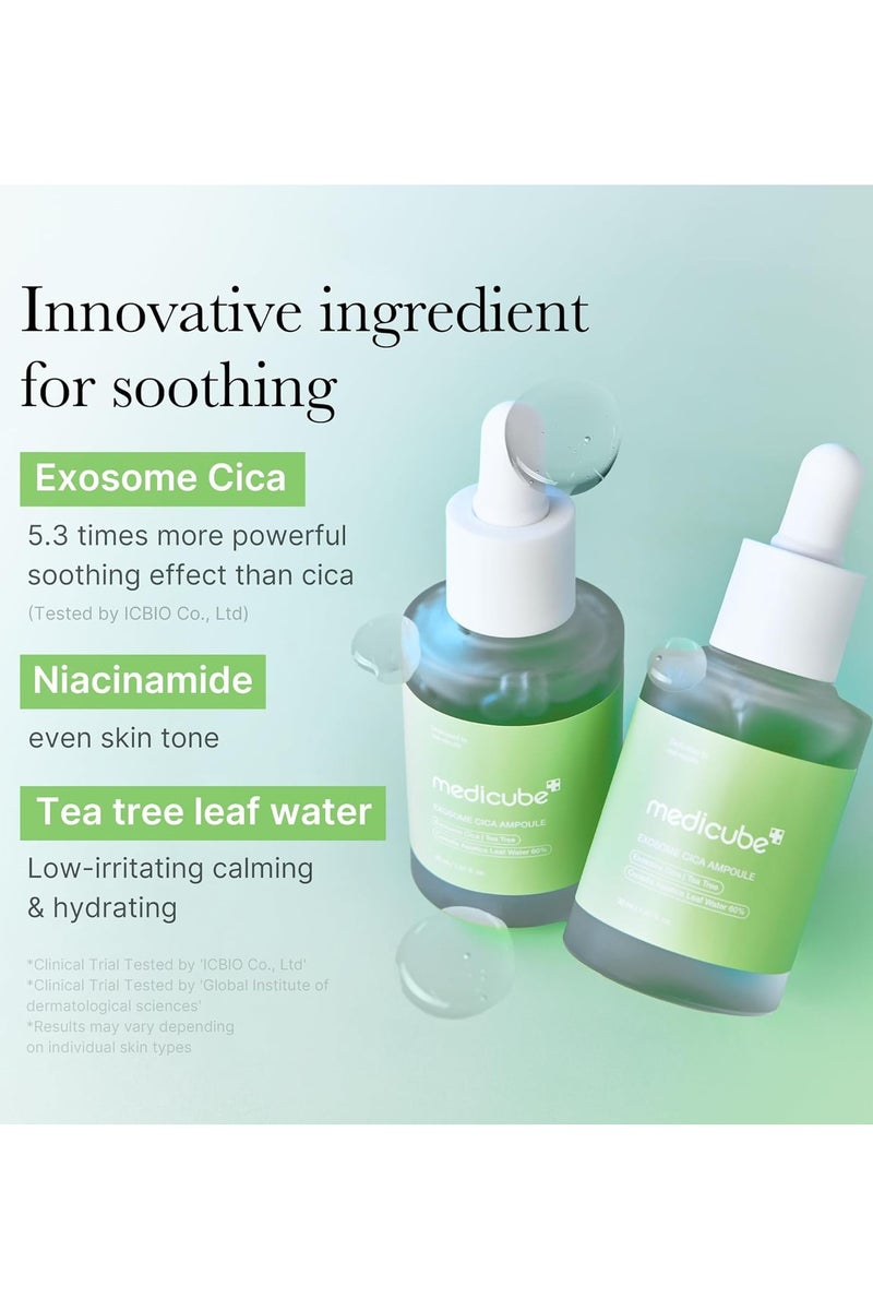 Medicube Exosome Cica Ampoule Serum (30ml) for Sensitive & Acne Prone Skin - Soothing Hydrating Facial Serum with Centella & Tea Tree, Lightweight Fast Absorbing Formula for Calming Redness & Strengthening Skin Barrier - Image 3