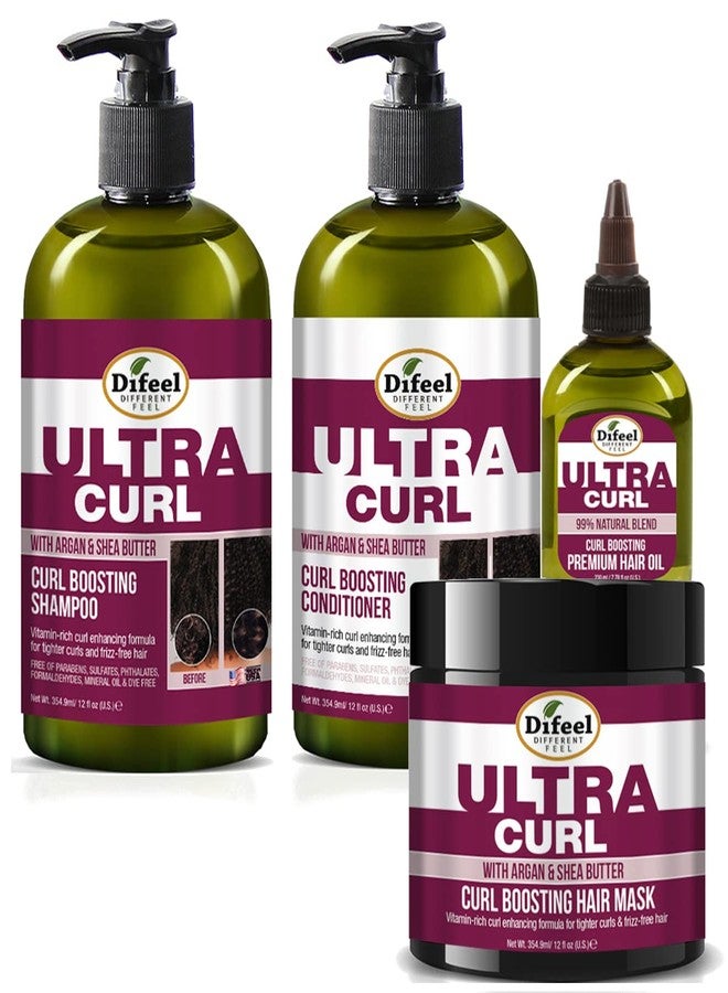 Difeel Ultra Curl 4-PC Hair Care Gift Set: 12oz Curl Enhancing Shampoo, 12oz Conditioner, 12oz Mask & 2.5oz Oil - Image 2