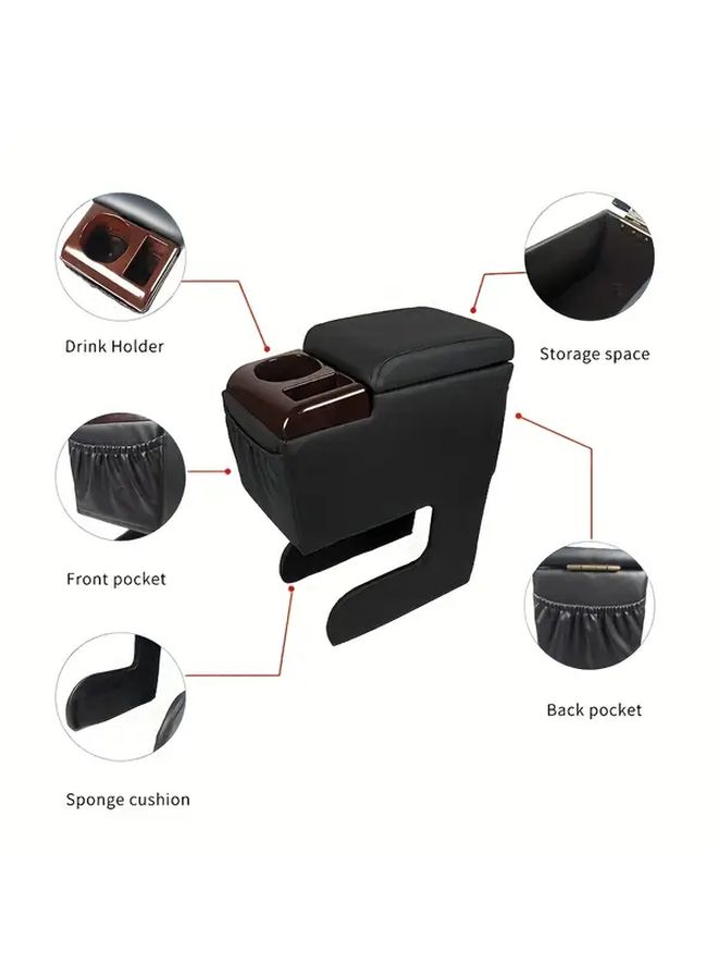 1pc Universal Car Armrest Box Gray With Cup Holder And Top Cover Cushion Plastic Controller Organizer For Truck SUV Van Business Storage Auto Interior Accessories Easy Installation Recommend Checking Size - Image 3