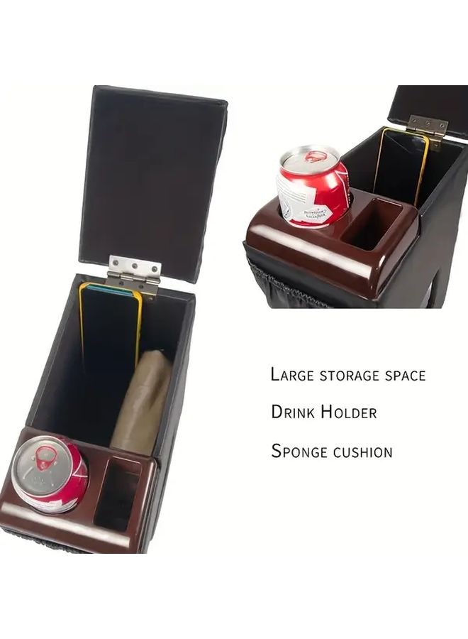 1pc Universal Car Armrest Box Gray With Cup Holder And Top Cover Cushion Plastic Controller Organizer For Truck SUV Van Business Storage Auto Interior Accessories Easy Installation Recommend Checking Size - Image 4