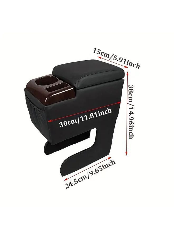 1pc Universal Car Armrest Box Gray With Cup Holder And Top Cover Cushion Plastic Controller Organizer For Truck SUV Van Business Storage Auto Interior Accessories Easy Installation Recommend Checking Size - Image 2