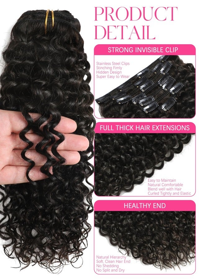 Lacer Clip in Human Hair Extensions Afro Jerry Curly 3B 3C Real Hair Clip in Extensions For Black Women Natural Black Colour 100% Brazilian African American Hair Extensions (60cm , Jerry Curly 1B/4) - Image 2