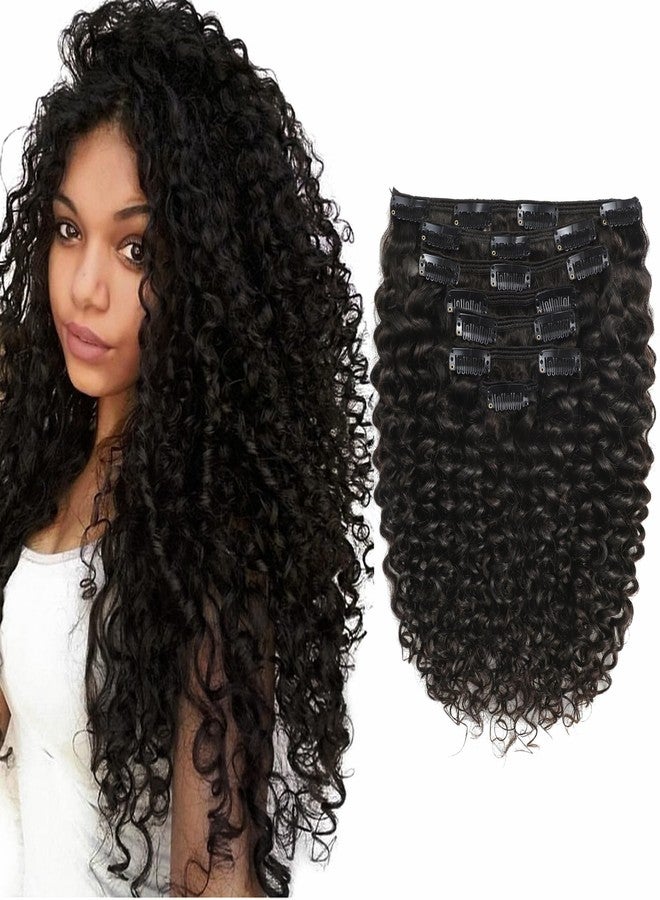 Lacer Clip in Human Hair Extensions Afro Jerry Curly 3B 3C Real Hair Clip in Extensions For Black Women Natural Black Colour 100% Brazilian African American Hair Extensions (60cm , Jerry Curly 1B/4) - Image 1