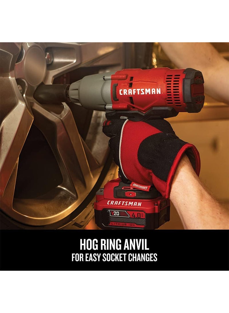CRAFTSMAN CRAFTSMAN V20 RP 12 inch Cordless Impact Wrench Kit Brushless 4Ah Battery and Charger Included CMCF900M1  - Image 5