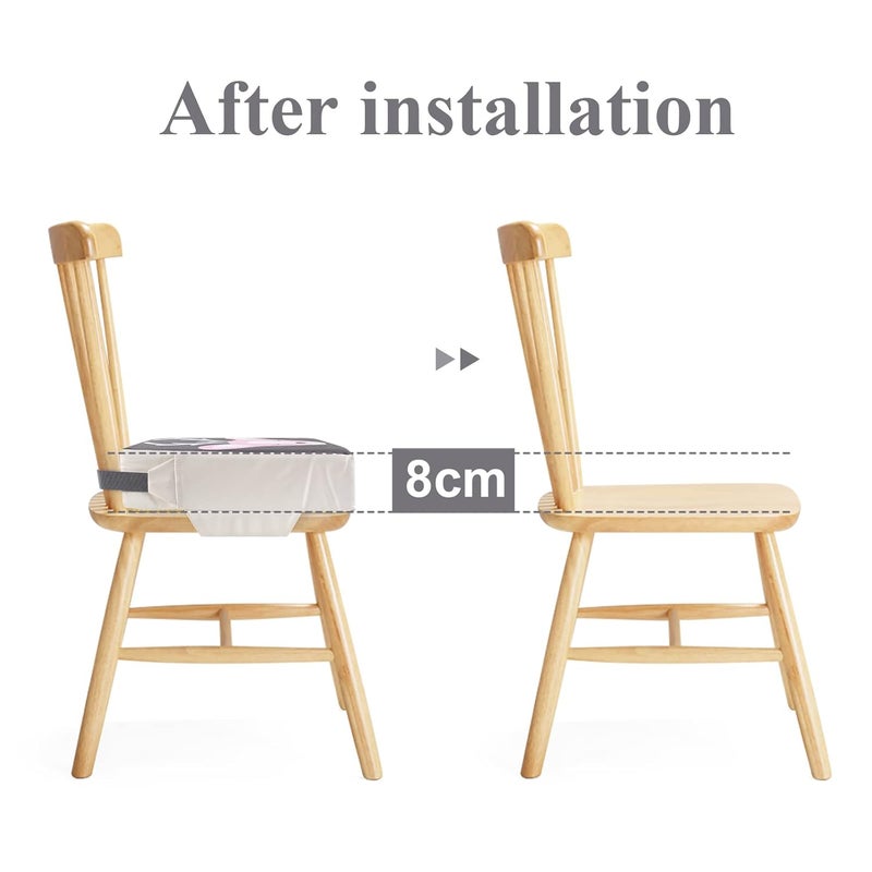 SUNMALL Dining Chair Heightening Cushion Portable Dismountable Adjustable Highchair Booster for Baby Toddler Kids Infant Washable Thick Chair Seat Pad Mat (Grey+Pink Deer) - Image 5