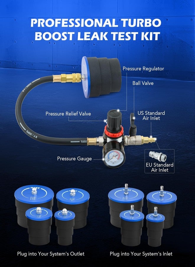 Orion Motor Tech Turbo System Leakage Tester Kit, 10pc Turbo Boost Leak Tester Set with 4 Pairs of Stepped Adapters 1-3/8" to 3-1/2", Turbo Pressure Leakage Tester for Cooling Emissions Exhaust Pipes - Image 3