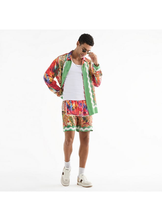 سبلاش فيڤ شورت مطبوع بالكامل مع خصر مرن وجيوب - Image 2