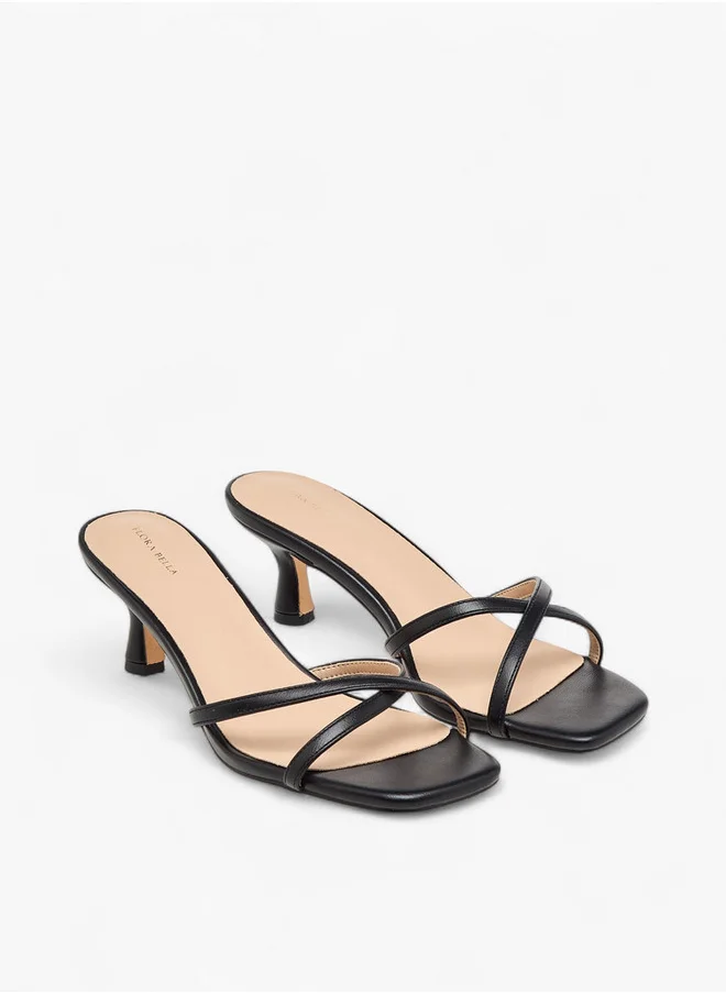Flora Bella By Shoexpress Women's Strappy Slip-On Sandals with Kitten Heels