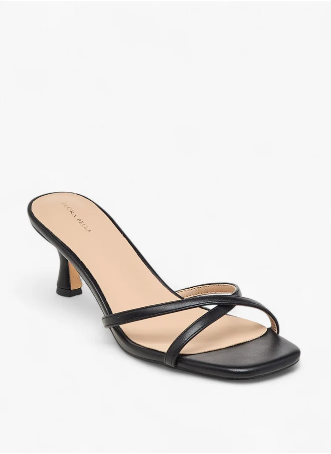 Flora Bella By Shoexpress Women's Strappy Slip-On Sandals with Kitten Heels