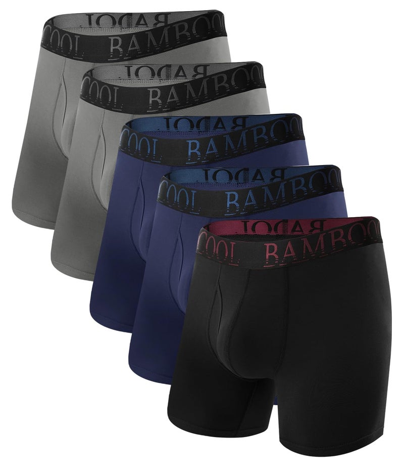 BAMBOO COOL Men's Ultra ComfortSoft Underwear, Moisture Wicking & Breathable No Ride Up Boxer Briefs with Fly, Multipack - Image 1