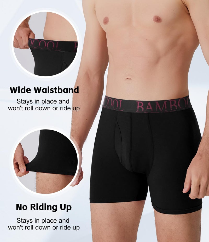BAMBOO COOL Men's Ultra ComfortSoft Underwear, Moisture Wicking & Breathable No Ride Up Boxer Briefs with Fly, Multipack - Image 3