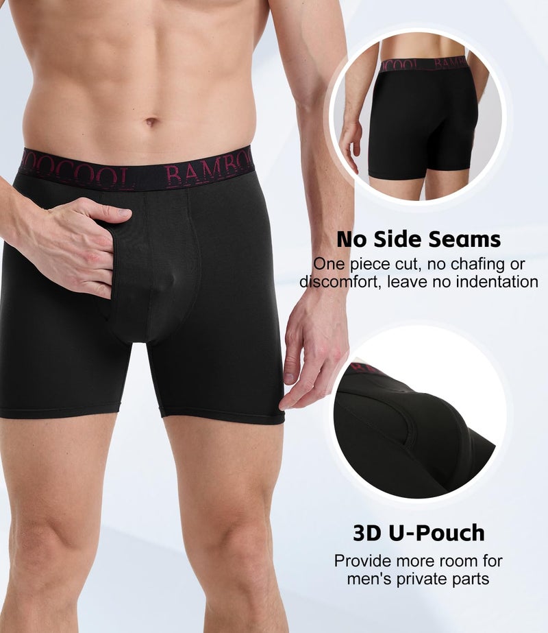 BAMBOO COOL Men's Ultra ComfortSoft Underwear, Moisture Wicking & Breathable No Ride Up Boxer Briefs with Fly, Multipack - Image 4
